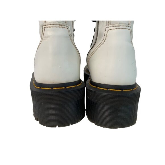 Unisex Dr. Martens Jadon White Leather Platform Boots Size 5 Men / 6 Women - Picture 10 of 11